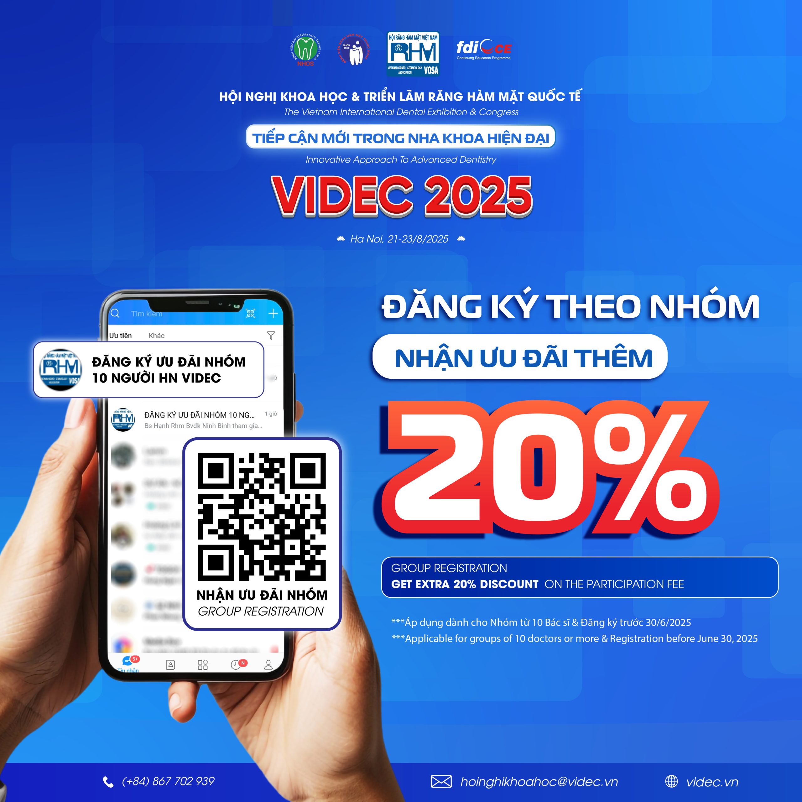Đăng ký nhóm trên 10 bác sĩ - Nhận ưu đãi tới 20% phí tham dự tại Hội nghị VIDEC 2025